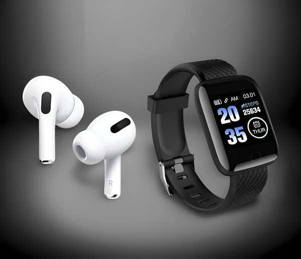 Bluetooth Wireless Earbuds Smart Watch Pack Of 2 Assorted Color KDY Mart