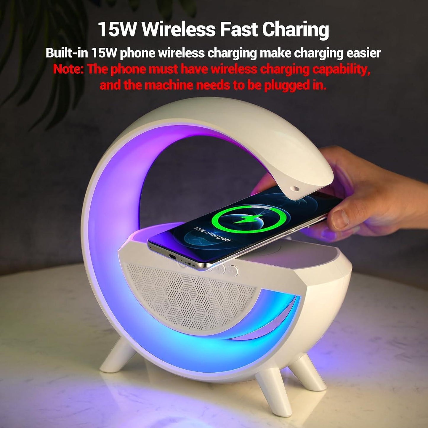 Wireless Charging Atmosphere Lamp with Bluetooth Speaker - KDY Mart