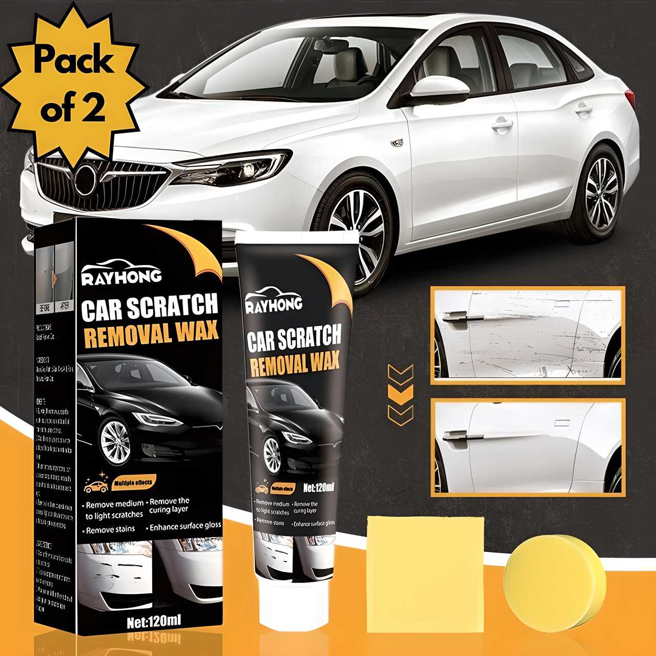 Car Scratch Removal Wax Pack of 2 - KDY Mart