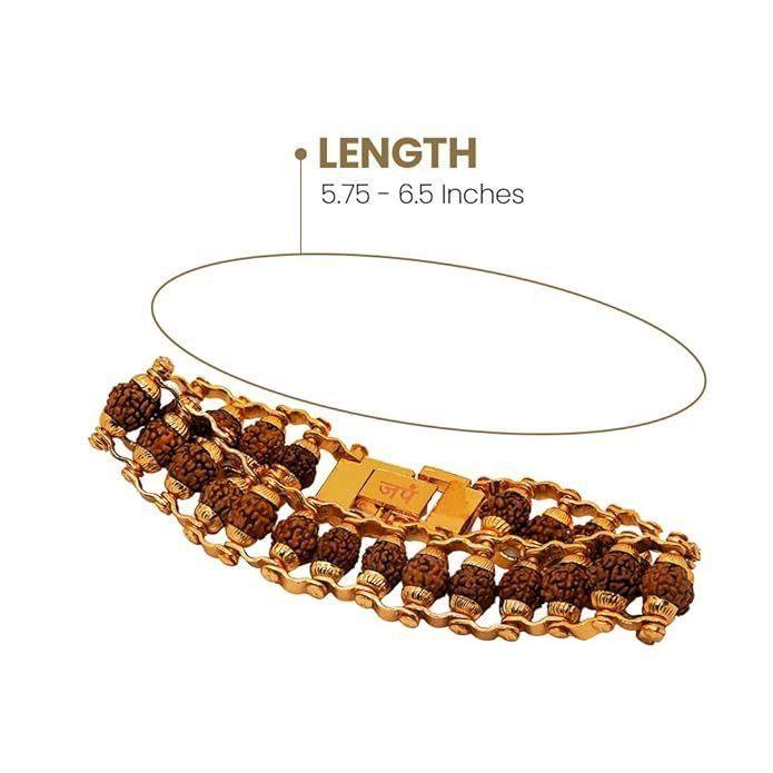 Genuine Paanch Mukhi Modern Rudraksha Bracelet With Gold Plating.