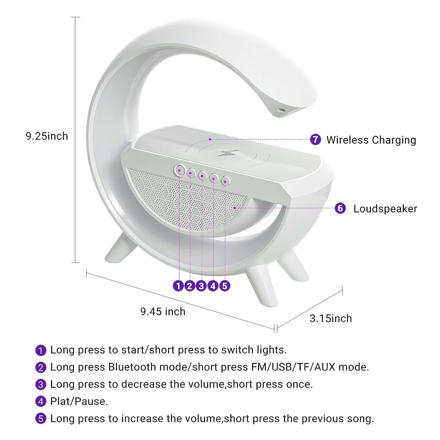 Wireless Charging Atmosphere Lamp with Bluetooth Speaker - KDY Mart