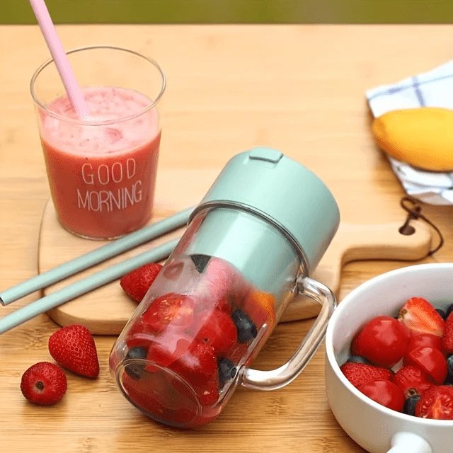 2 In 1 Portable Crusher Juicer With Handle & Straw for Smoothie Sipper USB Rechargeable - KDY Mart